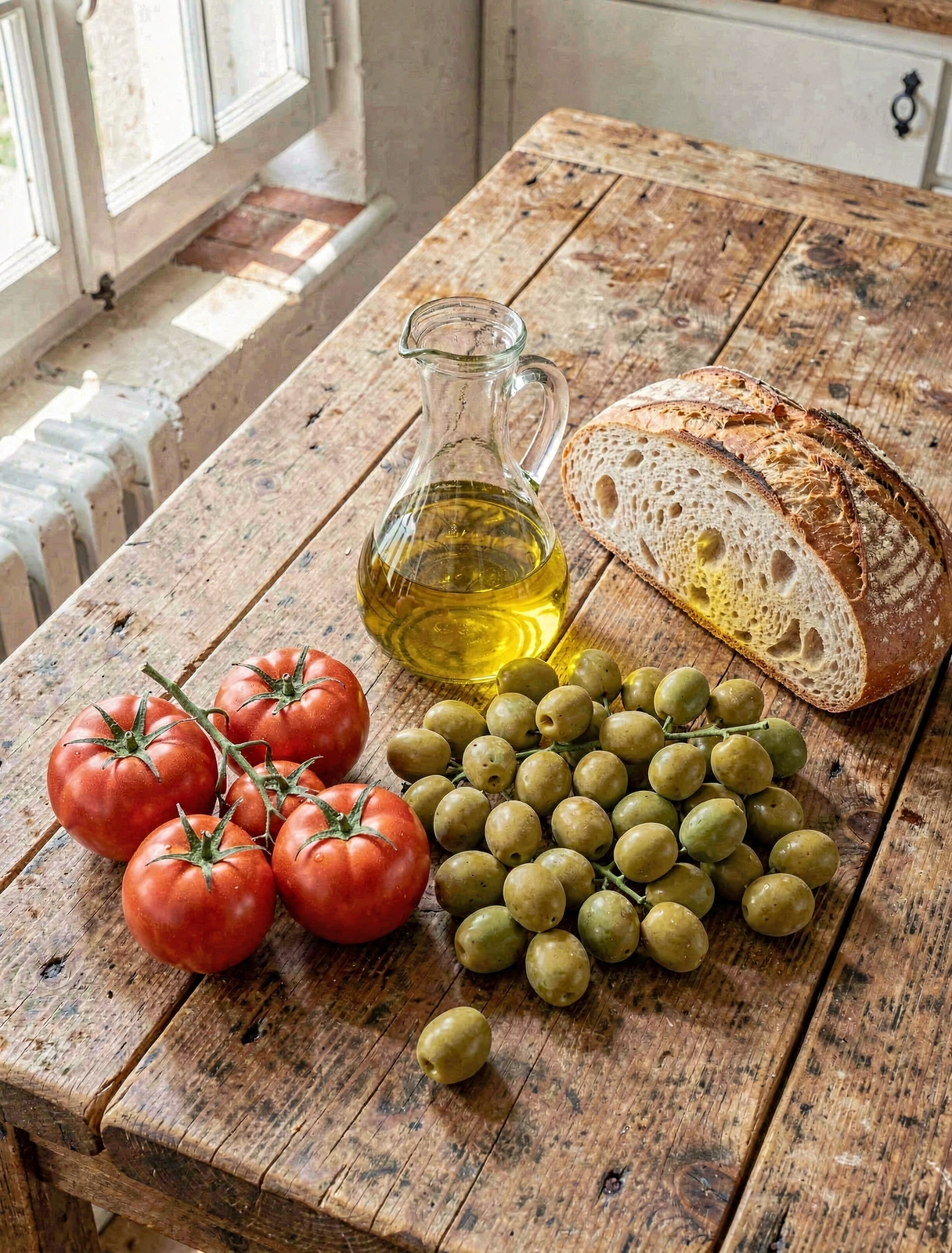 Ingredientes naturales en una mesa rústica